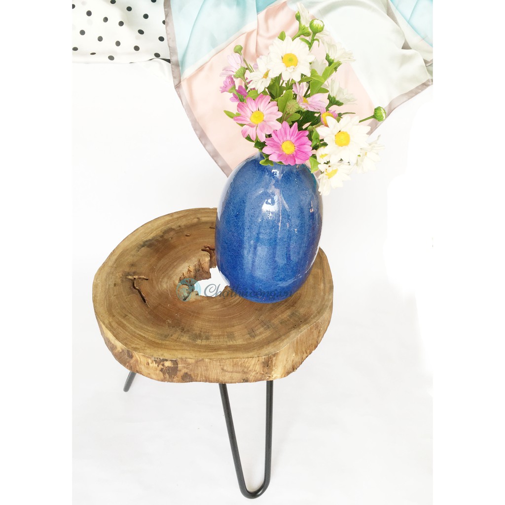 Bình hoa gốm sứ cổ lọ men sứ cao cấp cắm Hoa, trang trí (màu Xanh Mây)