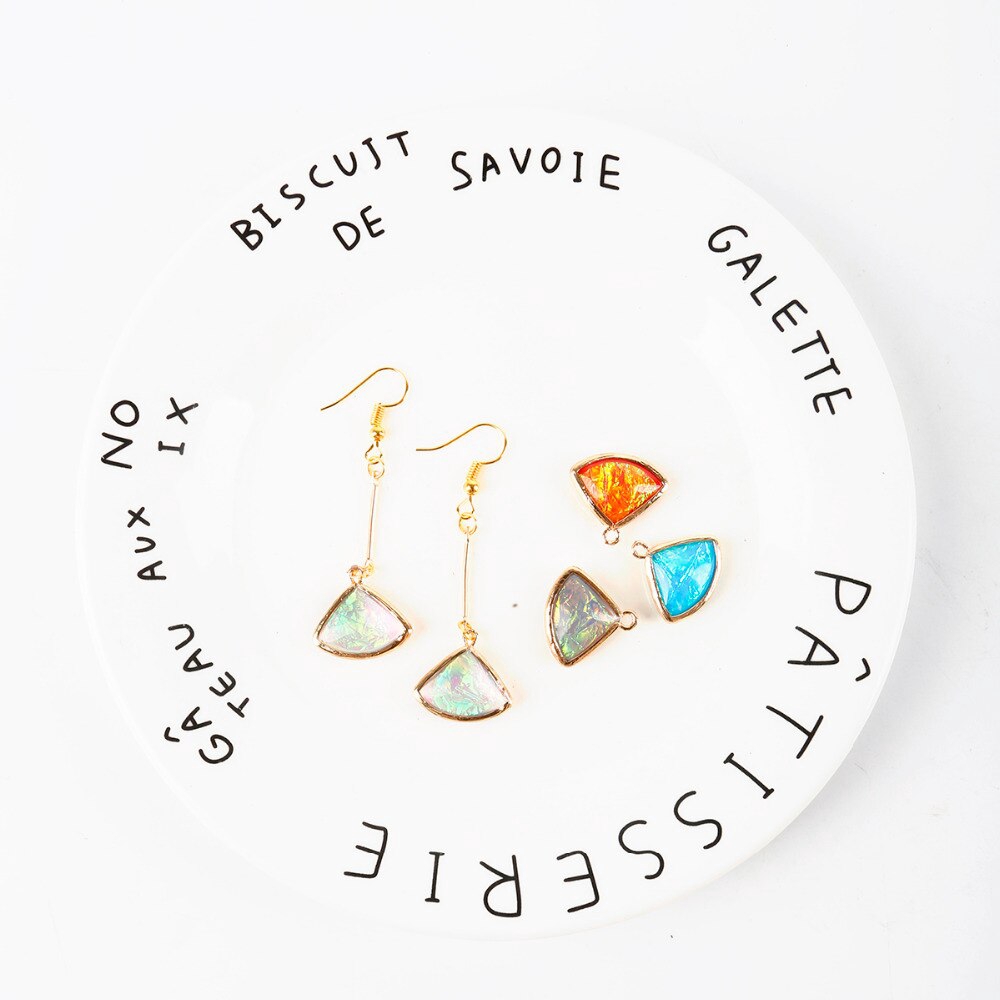 Mặt dây chuyền hình quạt bằng nhựa móc màu vàng thời trang làm trang sức thủ công DIY