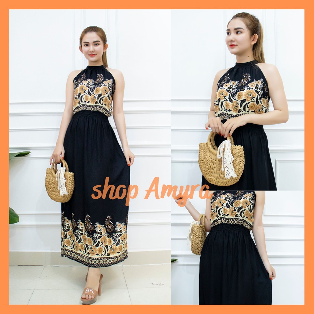Đầm maxi cổ yếm xẻ tà mặc đi du lịch,đi biển,đi dạo - Váy maxi dây đi biển siêu chất - AMYRA MX026 | BigBuy360 - bigbuy360.vn