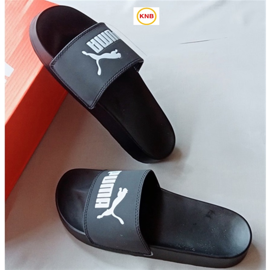 ♥️ Freeship+Ảnh Thật ♥️ Dép 𝙋𝙐𝙈𝘼 quai ngang nam nữ màu đen chữ in logo trắng