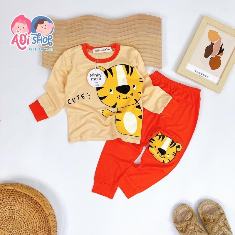 MUA 5B TẶNG 1B - Bộ Dài Tay THUN LẠNH MINKY MOM Họa Tiết Gấu Bu Cho Bé trai bé gái từ 5-18kg