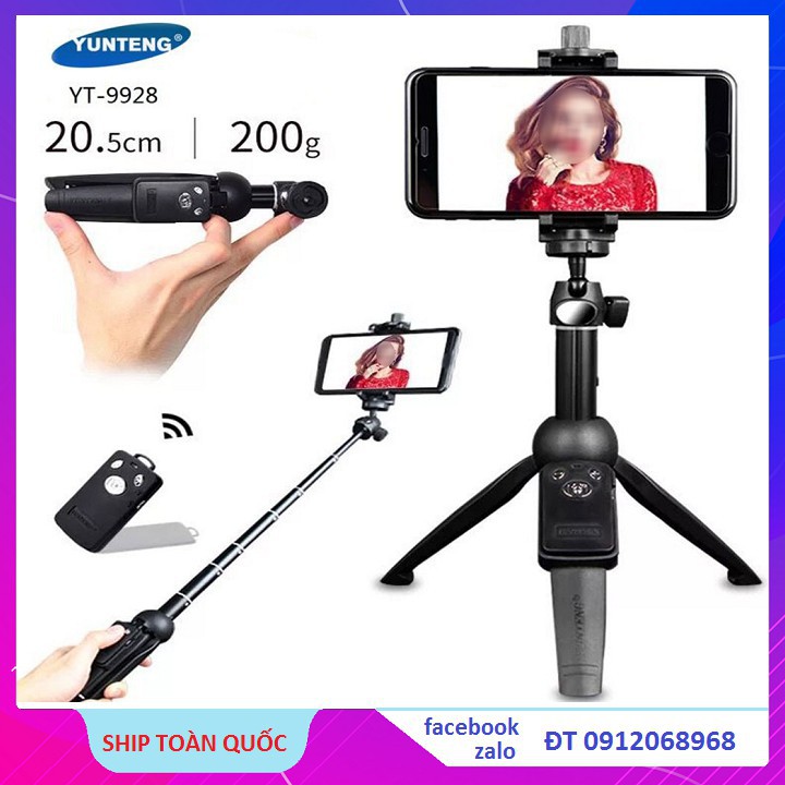 ∈Gậy Chụp Hình, Gậy Tự Sướng Kiêm Chân Tripod YT-9928 Nhỏ Gọn Kèm Tay Remote Blue