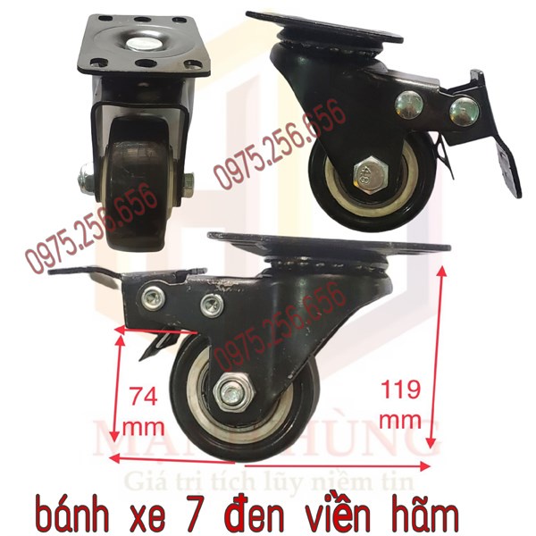 Bánh Xe 7 đen Viền có phanh