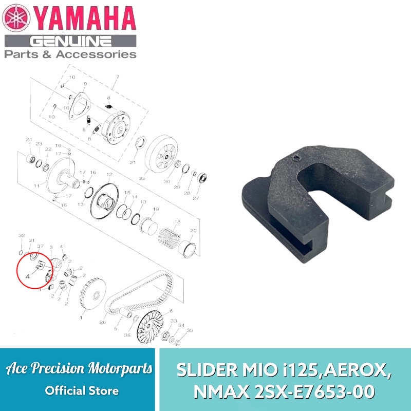 Thanh Trượt MIO i125 / NMAX / AEROX 2SX-E7653-00 YAMAHA Chính Hãng