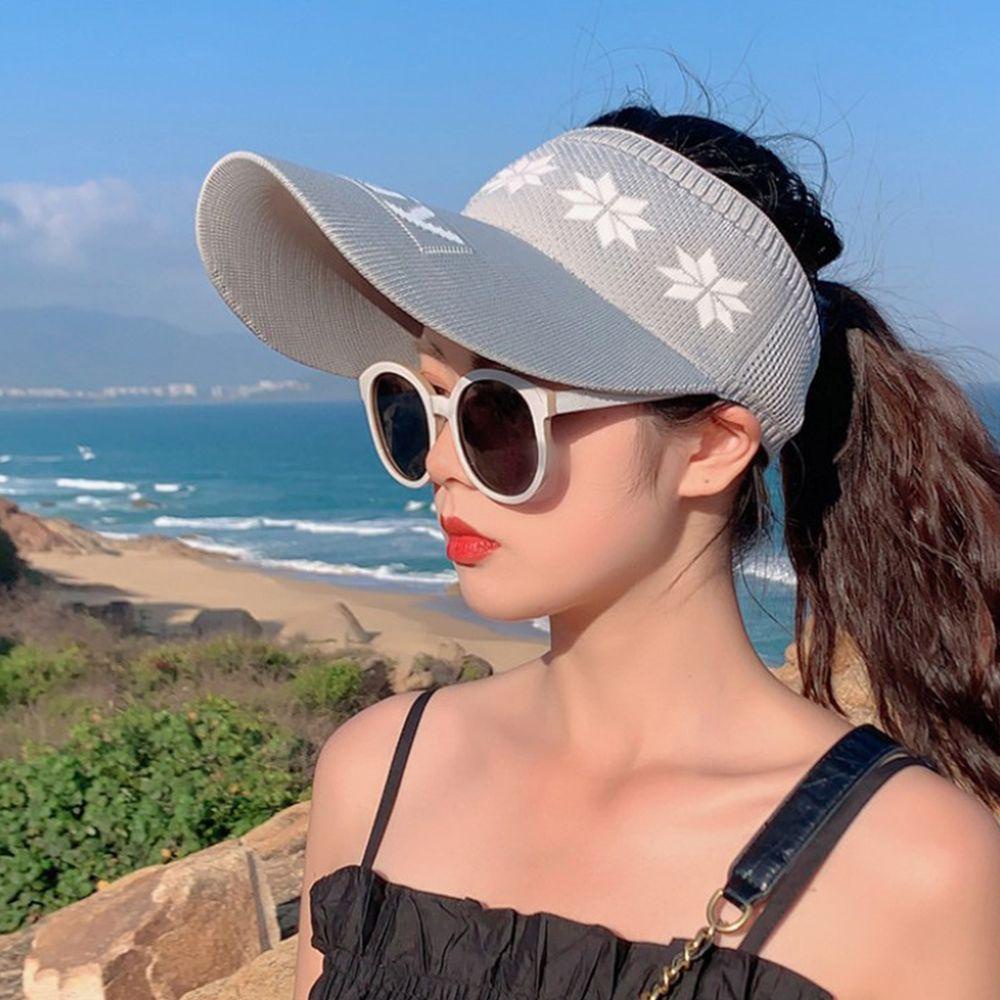 Mũ Lưỡi Trai Hở Chóp Chống Tia UV Họa Tiết Lá Cây Phong Cách Hàn Quốc