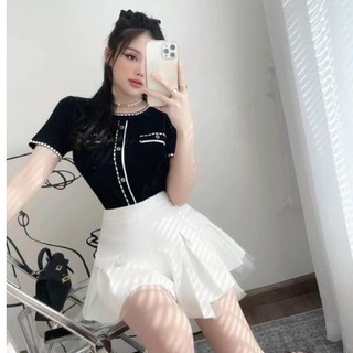 Chân váy xếp ly phối lưới siêu hot vải dầy đẹp