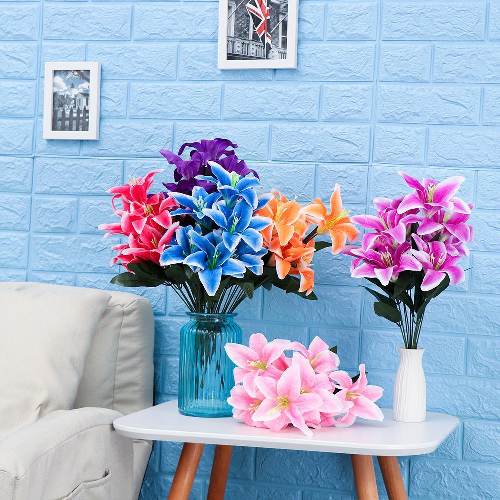 JANE Bó 10 Bông Hoa Lily Giả Nhiều Màu Sắc Sống Động Chất Lượng Cao