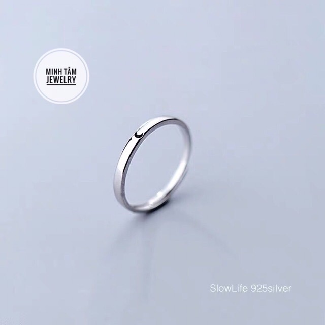 Nhẫn đôi mặt trăng mặt trời bạc S925 xi kim MTJ