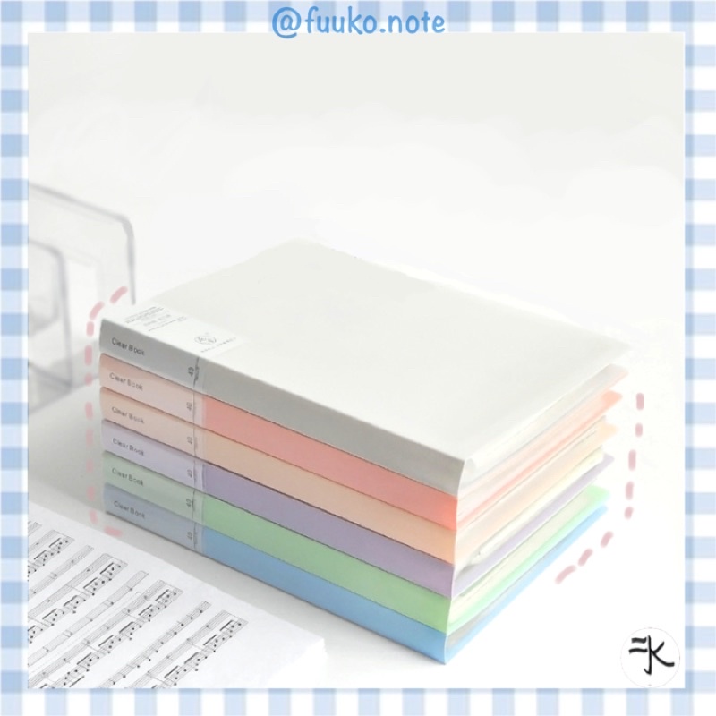 Bìa file Clear Book A4 30, 40, 80, 100 lá màu chống thấm nước đựng tài liệu Aesthetic phong cách Nhật fuuko note