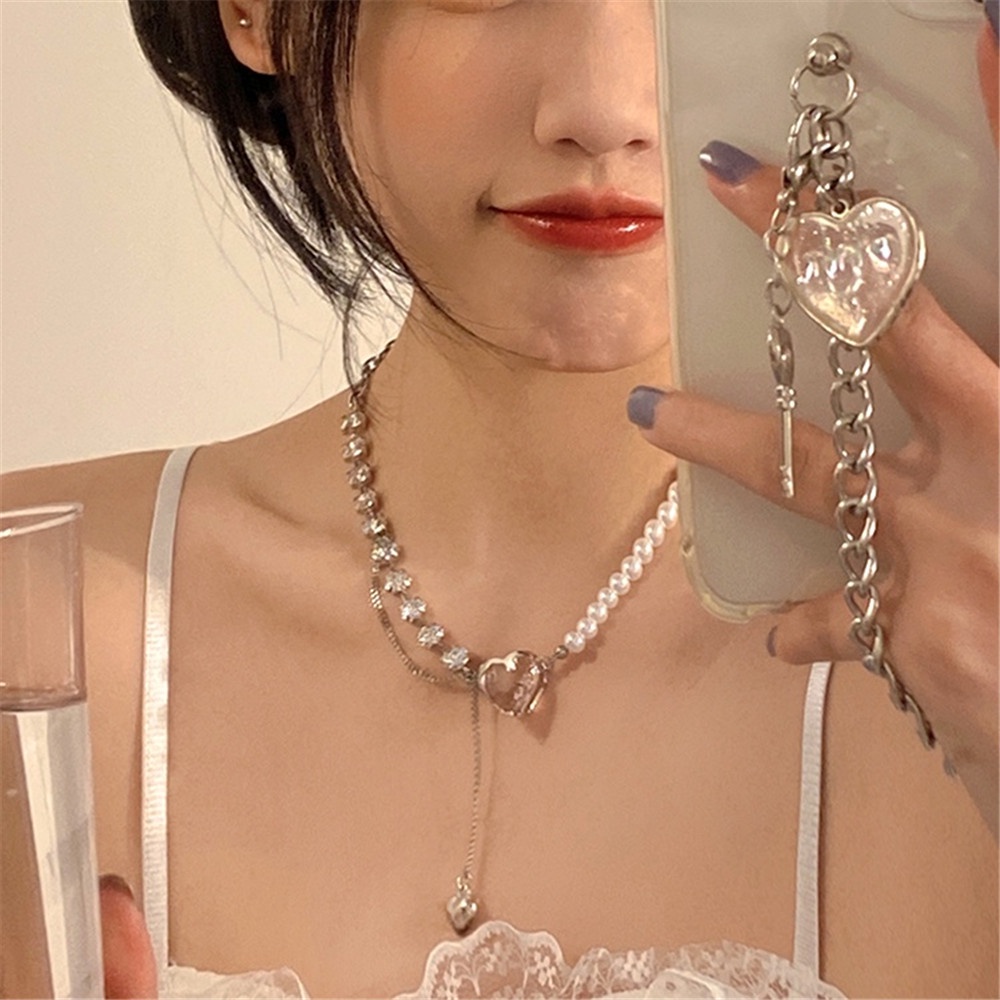 Vòng Cổ Choker Đính Hạt Ngọc Trai Hình Trái Tim Sang Trọng Cho Nữ