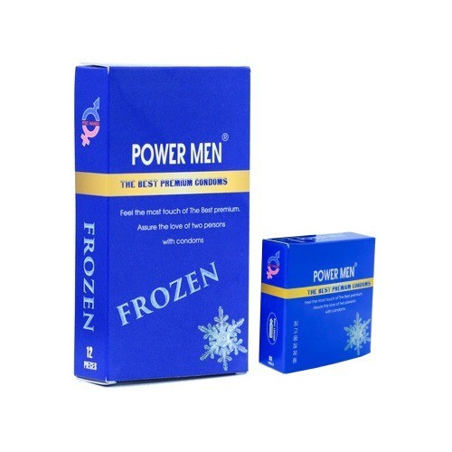 Bao cao su Power Men gai gân Frozen hương bạc hà Hộp 3 chiếc [Chính hãng Hàn Quốc]