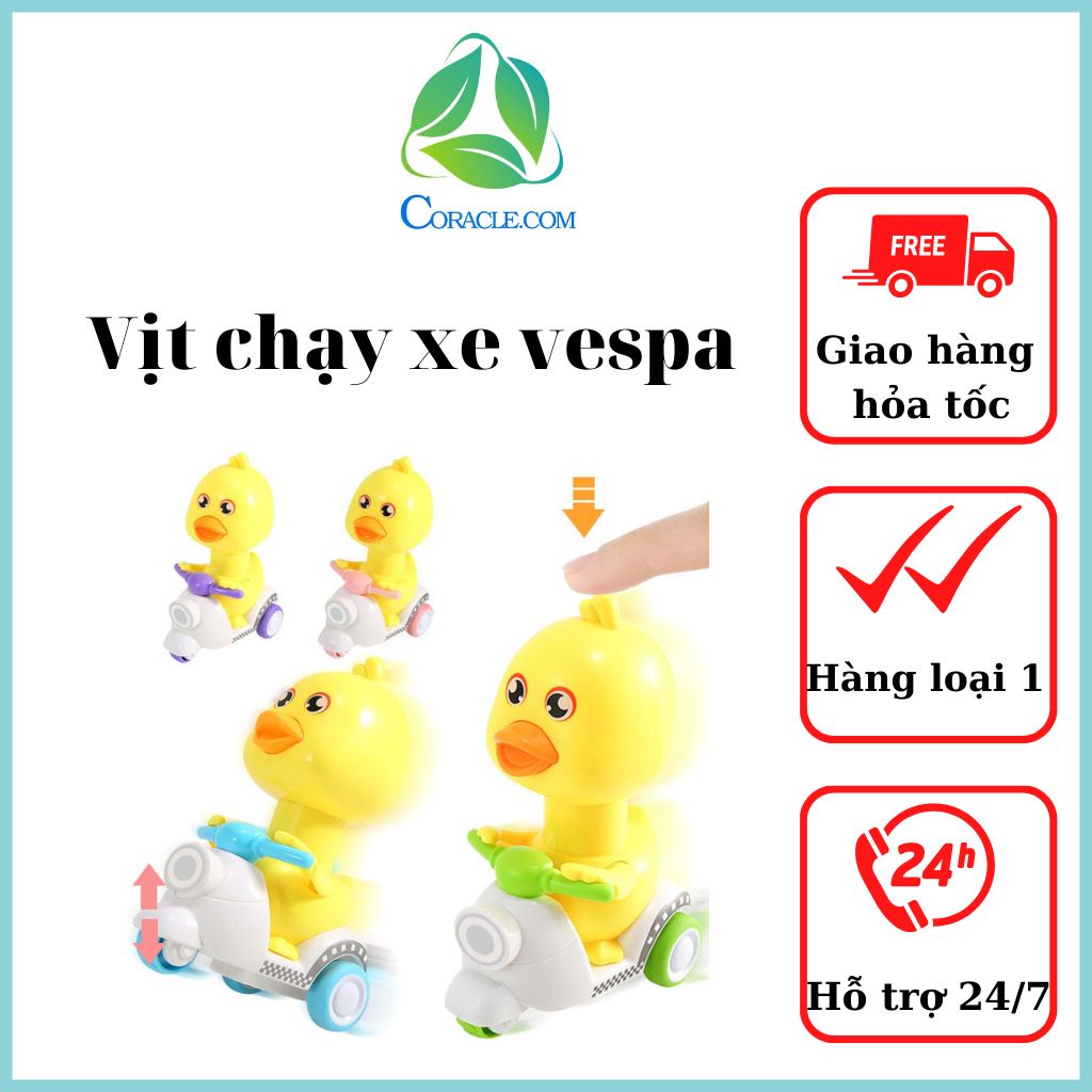 Đồ chơi vịt chạy xe vespa nhấn cót siêu xịn siêu dễ thương cho bé. CORACLE