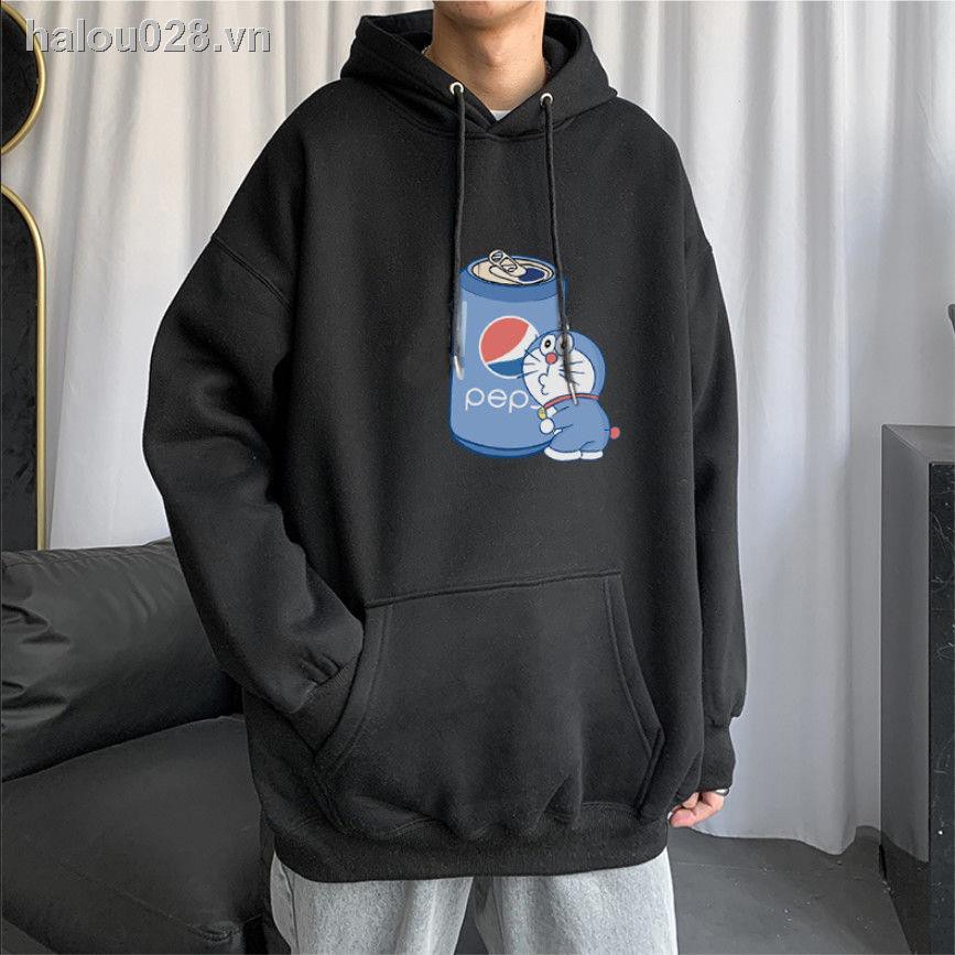 Áo Hoodie Dáng Rộng Có In Hình Doraemon Xinh Xắn Cho Các Cặp Đôi