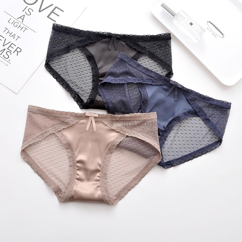 Quần Lót Lụa Satin Lưng Thấp Thắt Nơ Gợi Cảm