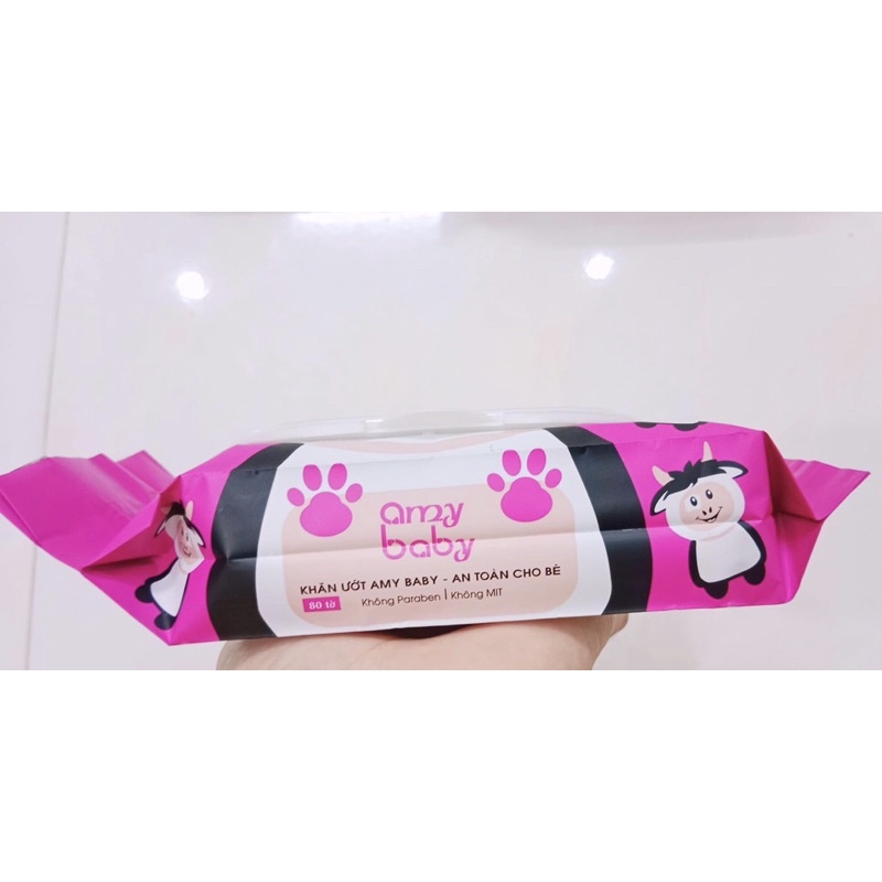 Combo 12 gói khăn ướt không mùi AmyBaby kháng khuẩn cao cấp(gói 80)