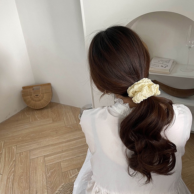 Dây Buộc Tóc Vải Voan Cỡ Lớn Màu Trắng Đen Phong Cách Hàn Quốc Thời Trang