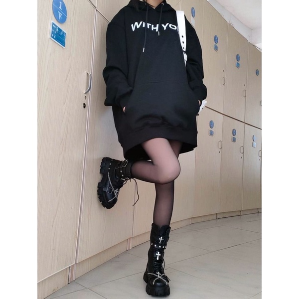 YASAS0117-Bốt cao cổ Pinkyo chữ thập punkstyle