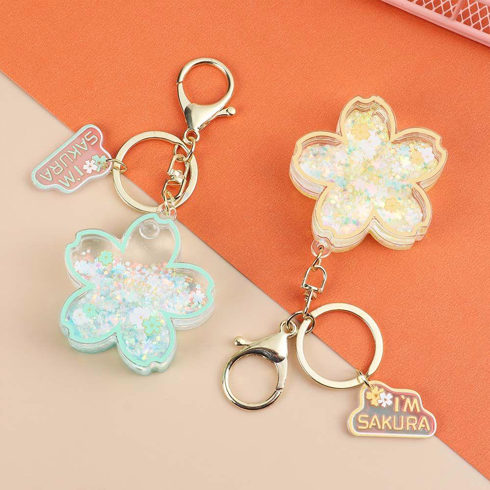 Móc Chìa Khóa Xe Hơi Trong Suốt Hình Hoa Anh Đào Dễ Thương