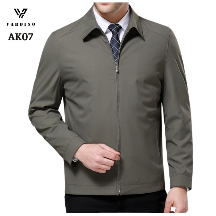 Áo khoác nam cao cấp VARDINO cổ bẻ đức dáng ôm xuông suông vừa màu xanh than, be sữa, ghi xám trung niên chính hãng ak05