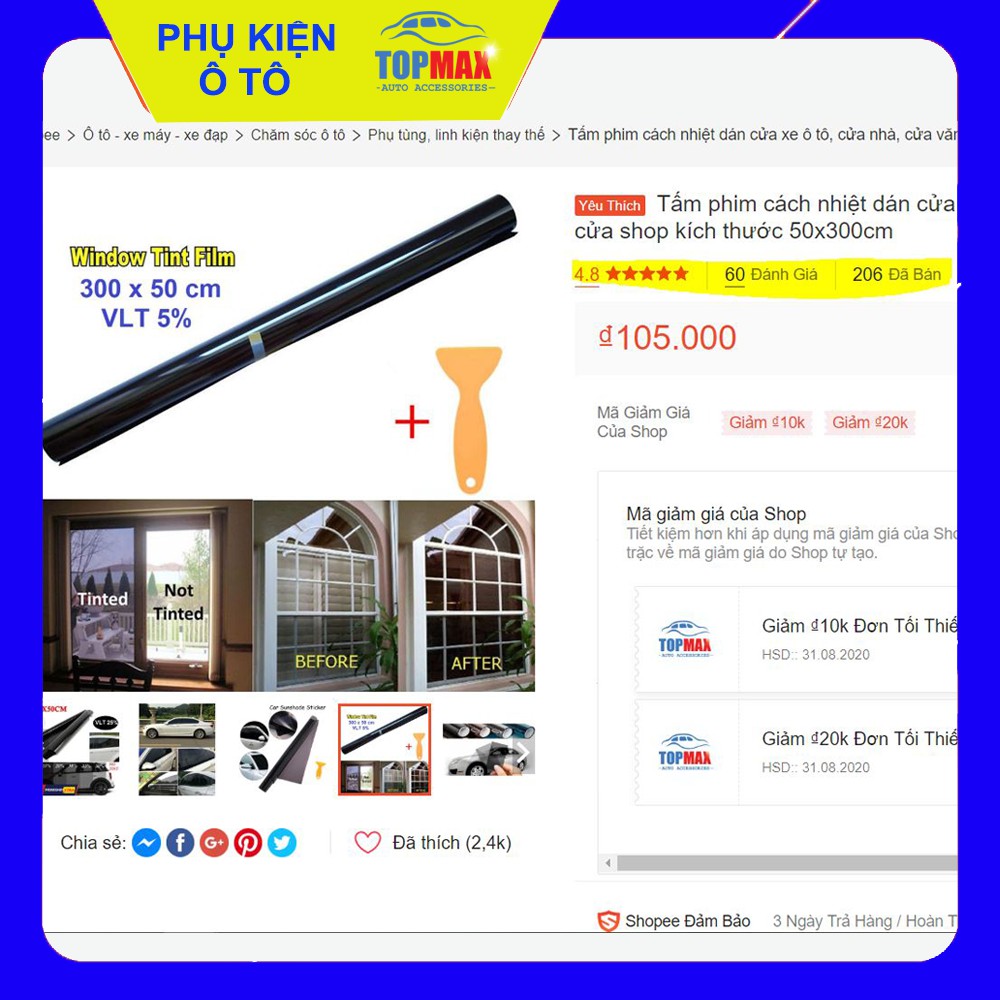 [Mã LIFEAUMAY giảm 10% tối đa 30k đơn 150k] ⚡️HOT MÙA HÈ⚡️PHIM CÁCH NHIỆT DÁN XE HƠI,KÍNH Ô TÔ