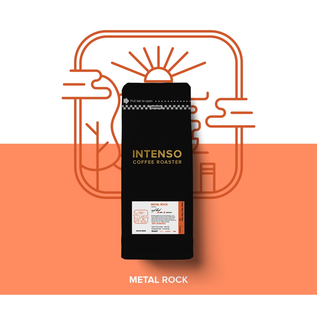 CÀ PHÊ NGUYÊN CHẤT 100% ROBUSTA METAL ROCK PHA MÁY - PHIN TỪ INTENSO COFFEE (gói 250g/500g/1kg)