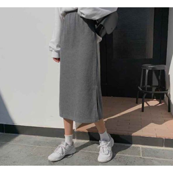 XVU591 XẢ HÀNG Chân váy thun tăm xẻ tà