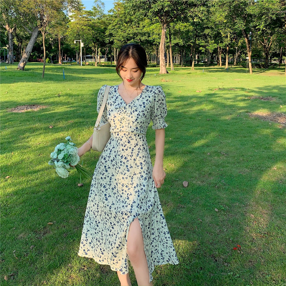 Đầm Voan Dài Họa Tiết Hoa Retro Thời Trang Mùa Hè 2021 Cho Nữ | BigBuy360 - bigbuy360.vn