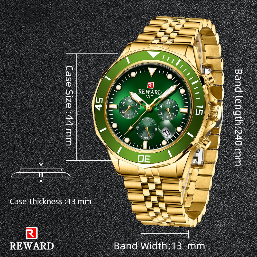 Đồng Hồ Thể Thao Dây Thép Không Gỉ Chống Thấm Nước Thời Trang Cho Nam REWARD 81064