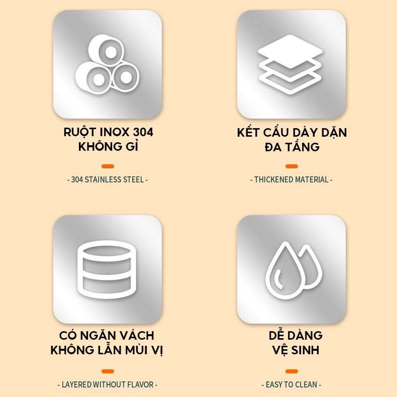 Hộp Cơm Trưa 3 Ngăn Ruột Inox Dung Tích Siêu Lớn 2.7 Lít Đựng Cơm Canh Ăn Trưa Khẩu Phần 2 Người CJ-106