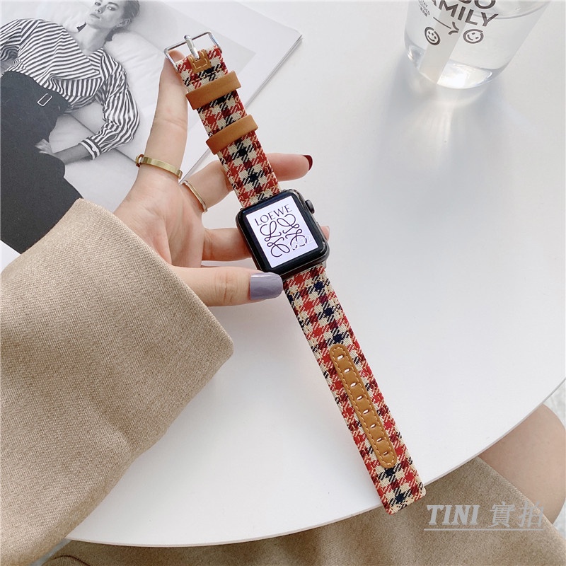 Dây đeo bằng vải canvas kiểu retro cho iWatch 7th Generation SE 6 5 4 3 2 1 38mm 40mm 41mm 42mm 45mm 44mm