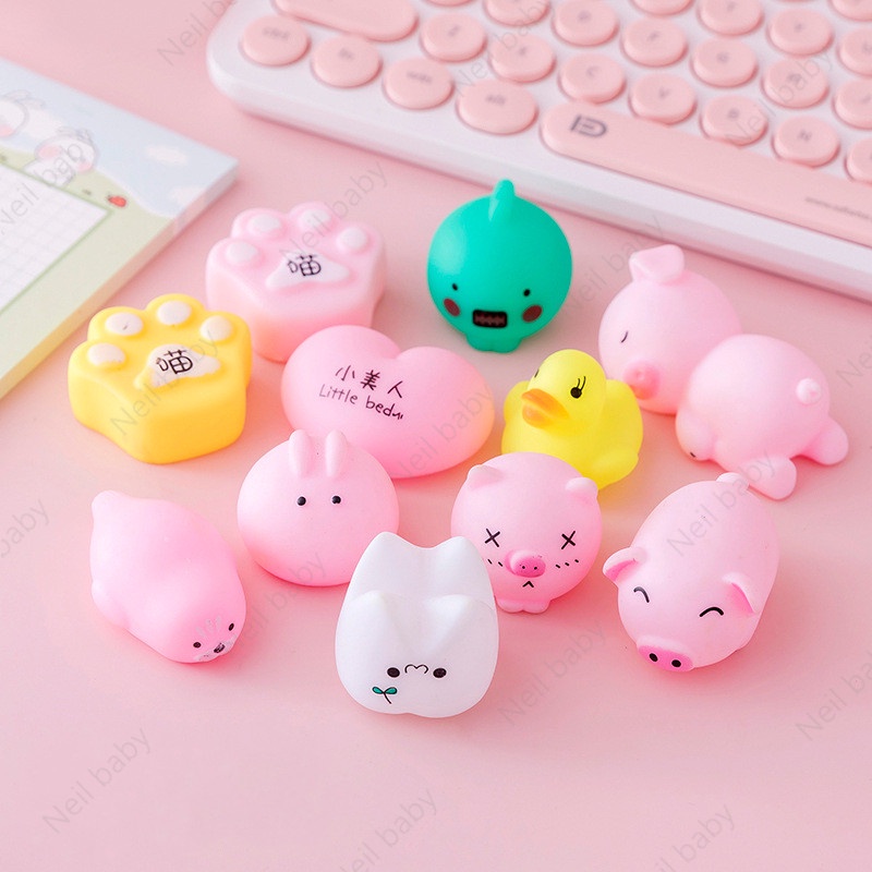 Đồ Chơi Nắn Bóp Hình Đồ Chơi Mềm Hình Chú Heo Hoạt Hình Phát Màu Hồng Dễ Thương