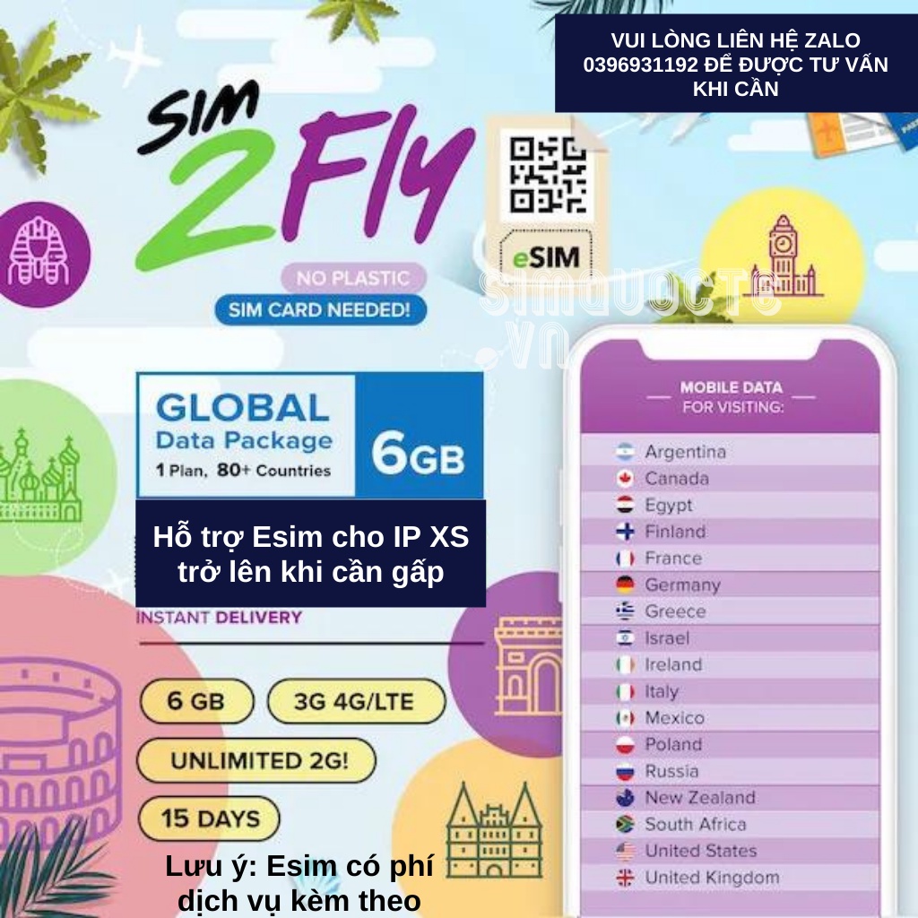 Sim Du Lịch 78 Nước Dubai Thổ Nhĩ Kỳ Ai Cập Châu Âu Châu Mỹ DTAC GO INTER