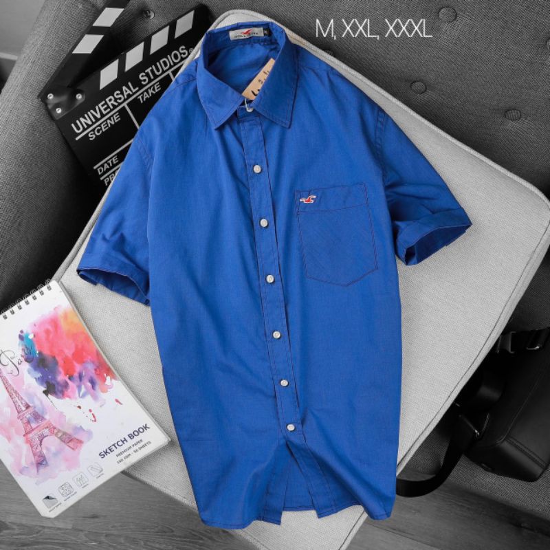 Sơ mi nam ngắn tay vải cotton sọc trẻ trung XXXL