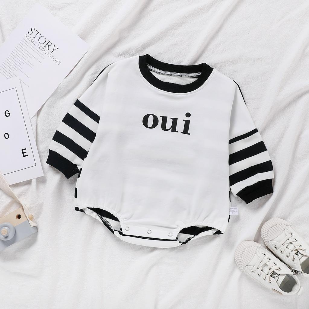 Jumpsuit Tay Dài Hoạ Tiết Kẻ Sọc Cho Trẻ Sơ Sinh