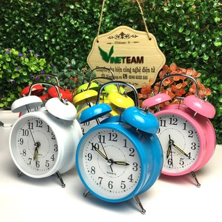 (Hình tròn-tặng pin) Đồng Hồ Báo Thức Hai Quả Chuông Gõ báo thức siêu to mẫu mới