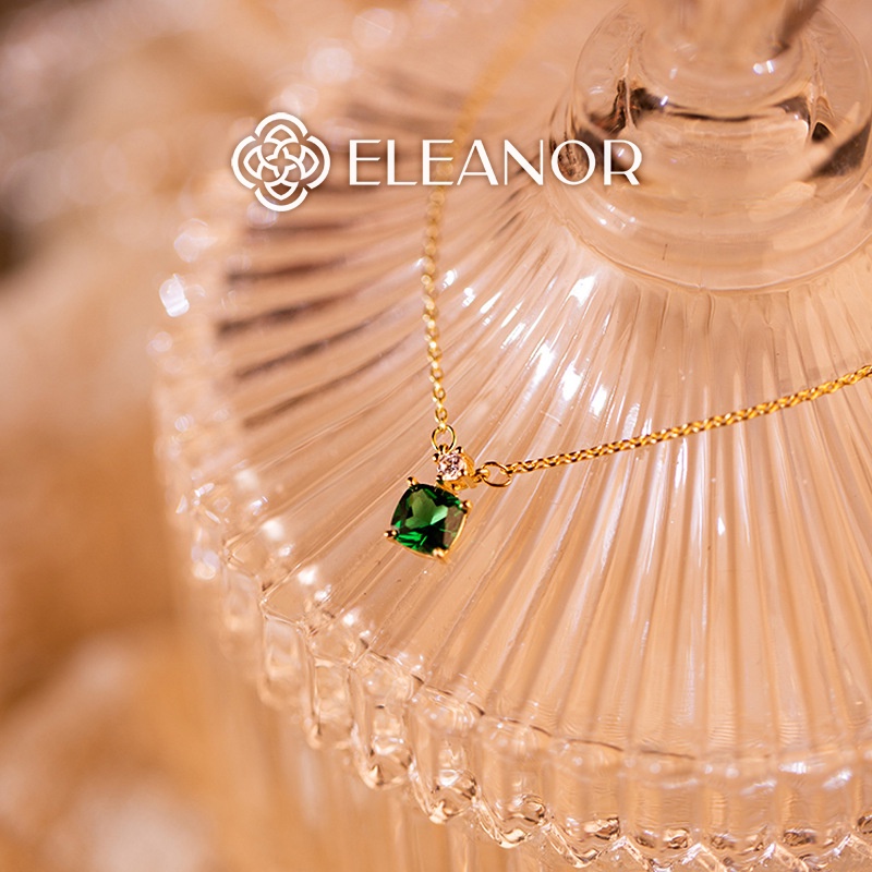 Dây chuyền nữ Eleanor Accessories mặt đính đá xanh sợi mảnh phụ kiện trang sức sang trọng