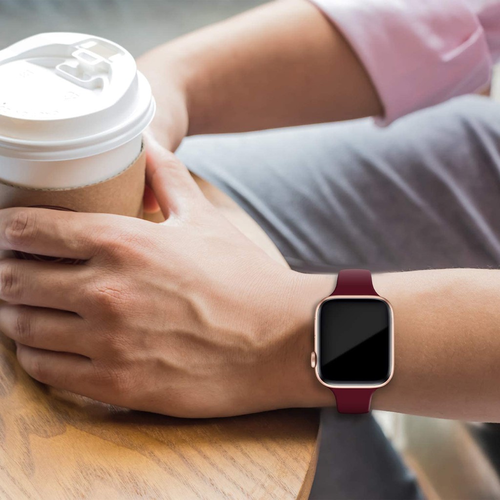 Dây đeo thay thế unisex bằng silicon mềm mỏng cho Apple Watch 38mm/40mm/41mm 42mm/44mm/45mm/24/22/20/18mm iWatch Series 6/5/4/3/2/1