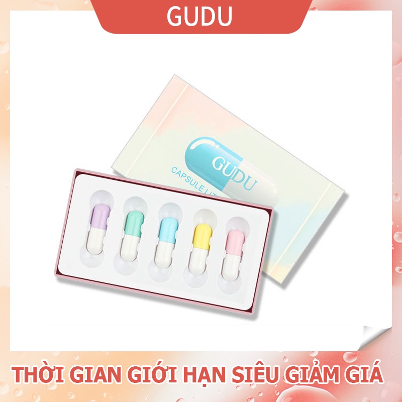 [Hàng mới về] Set 5 son môi GUDU dưỡng ẩm lâu trôi thiết kế hình viên thuốc mini độc đáo