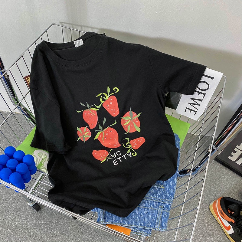 Áo Thun cotton Tay Ngắn Dáng Rộng Phong Cách Hàn Quốc Mới