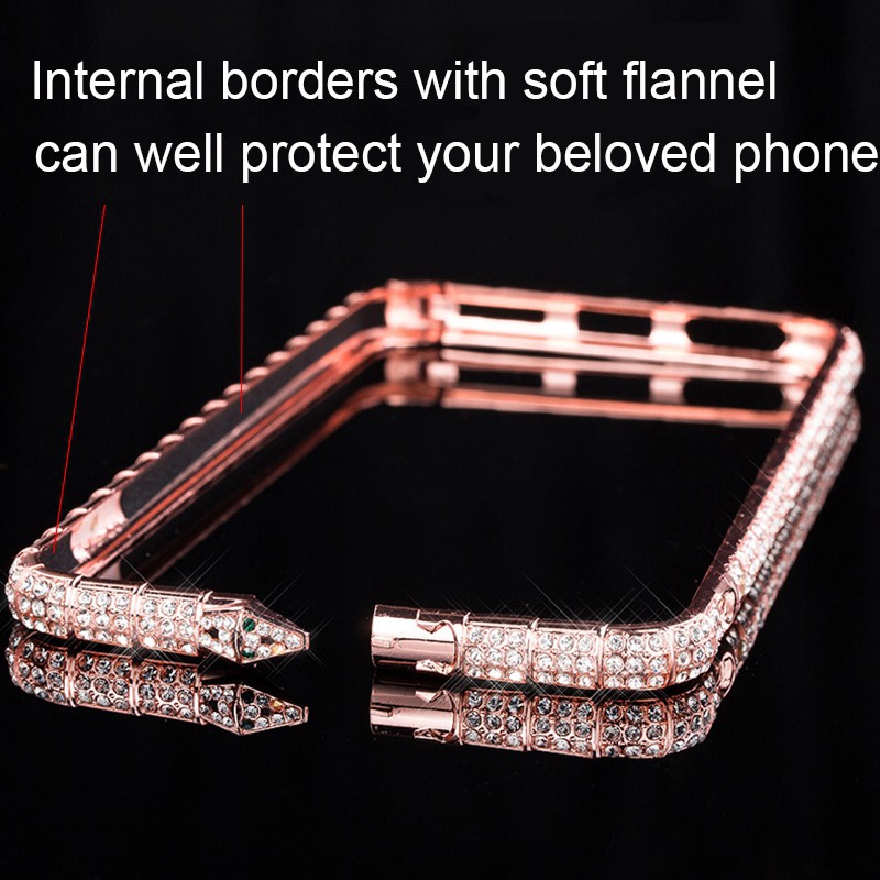 Ốp lưng khung kim loại đính hạt pha lê sang trọng cho iPhone 6 6s Plus 7 8 Plus X XR XS 11 Pro Max