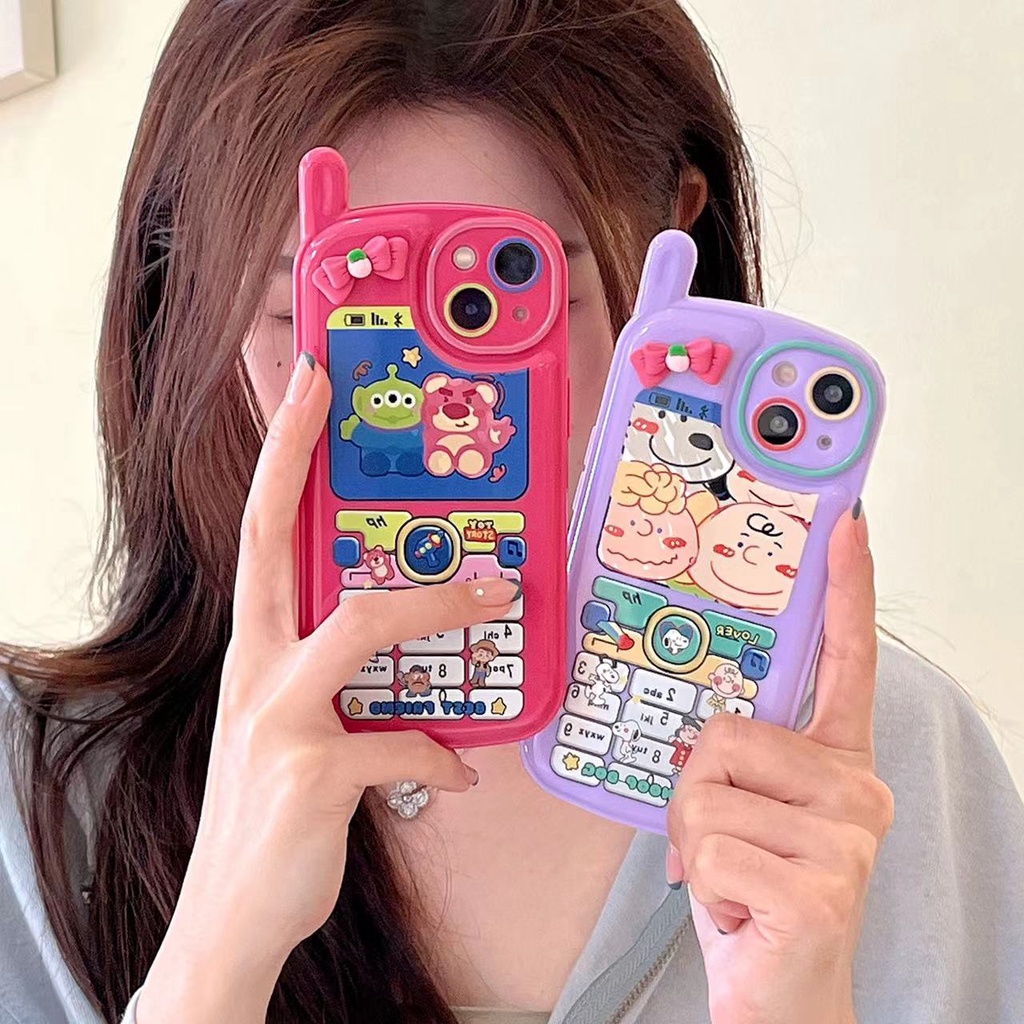 Ốp Điện Thoại Họa Tiết Hoạt Hình Snoopy / Gấu Hồng Dễ Thương Chống Sốc Cho iPhone 14 / 13 / 12 / 11 / XS