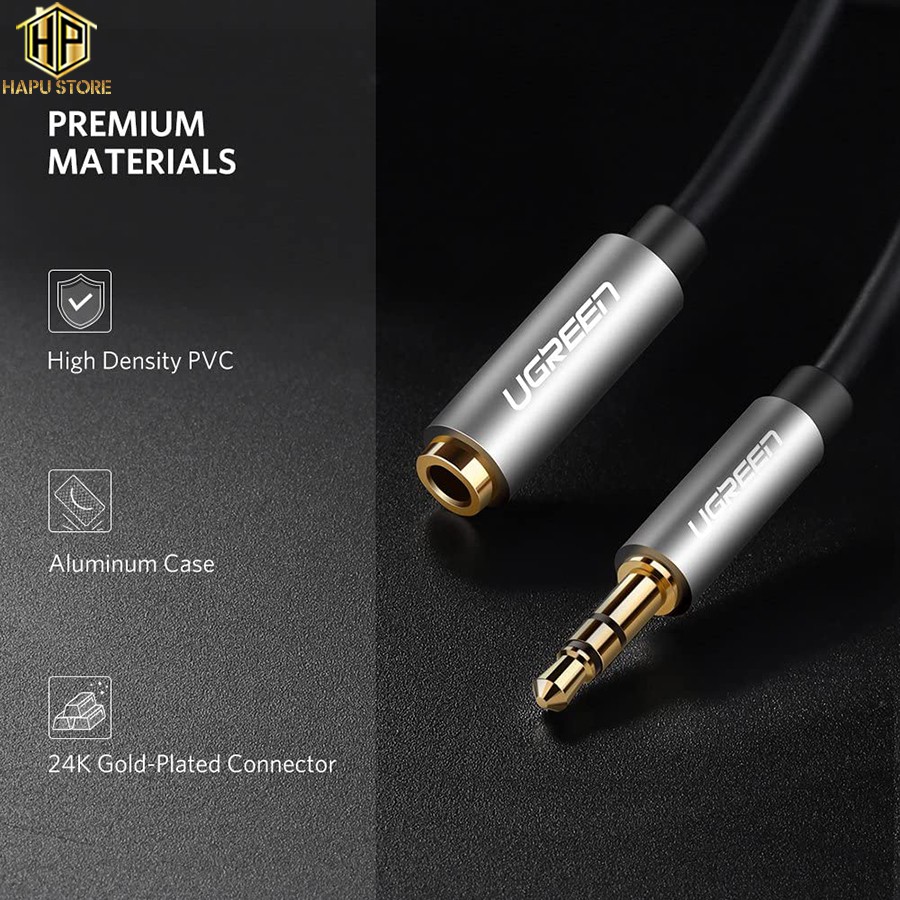 Cáp âm thanh nối dài Ugreen 10592 vỏ nhôm - Cáp Audio 3.5mm chính hãng - Hapustore