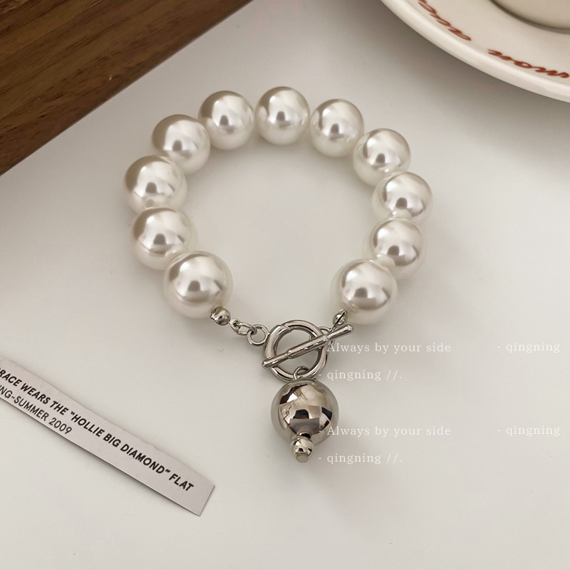 DREJEW Vòng đeo tay đính hạt ngọc trai giả hình chữ T phong cách Pháp cổ điển độc đáo