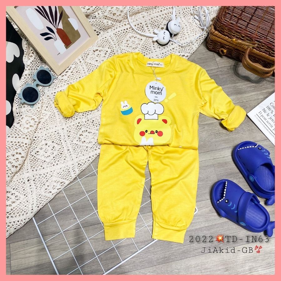 Bộ Thun Lạnh Dài Tay Cho Bé Trai Bé Gái 8-27kg -TD-IN63 In Hoạt Hình Dễ Thương Chất Vải Thoáng Mát