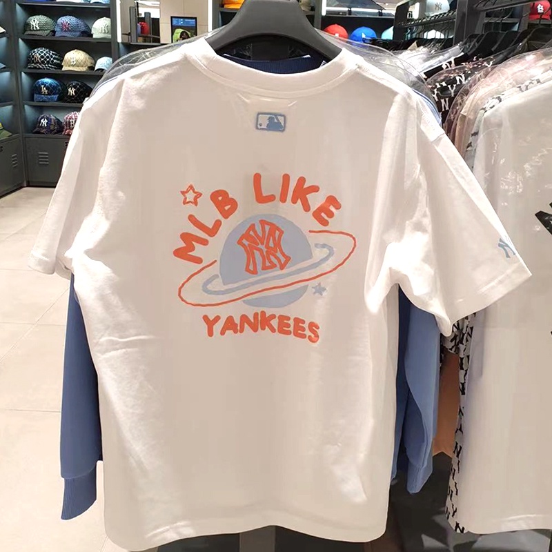 Áo Thun Tay Ngắn Dáng Rộng In Chữ NY Yankees Phong Cách Hàn Quốc Thời Trang Cho Nam Và Nữ