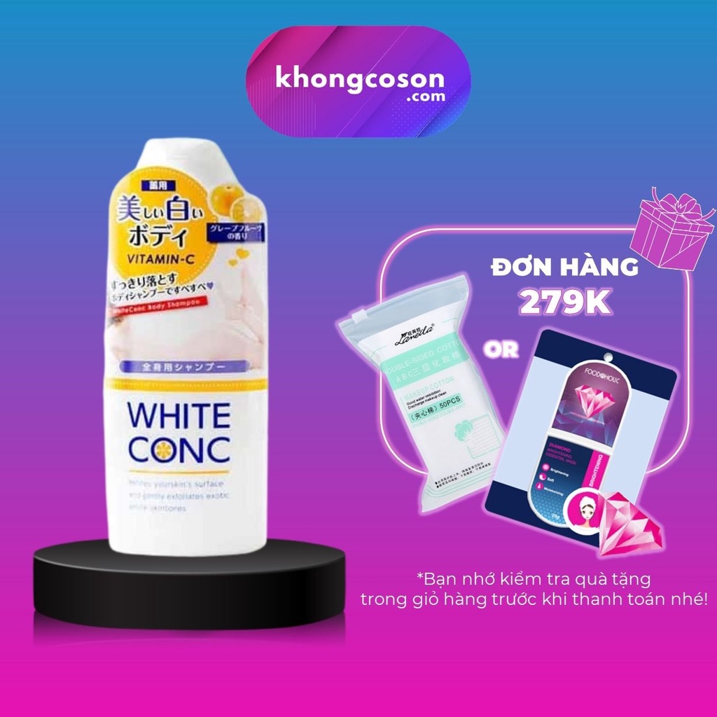 Sữa Tắm Nhật Bản White Conc Trắng Da Toàn Thân Lưu Hương Tẩy Tế Bào Chết Giúp Da Mịn Màng Body Wash 360ml - Khongcoson