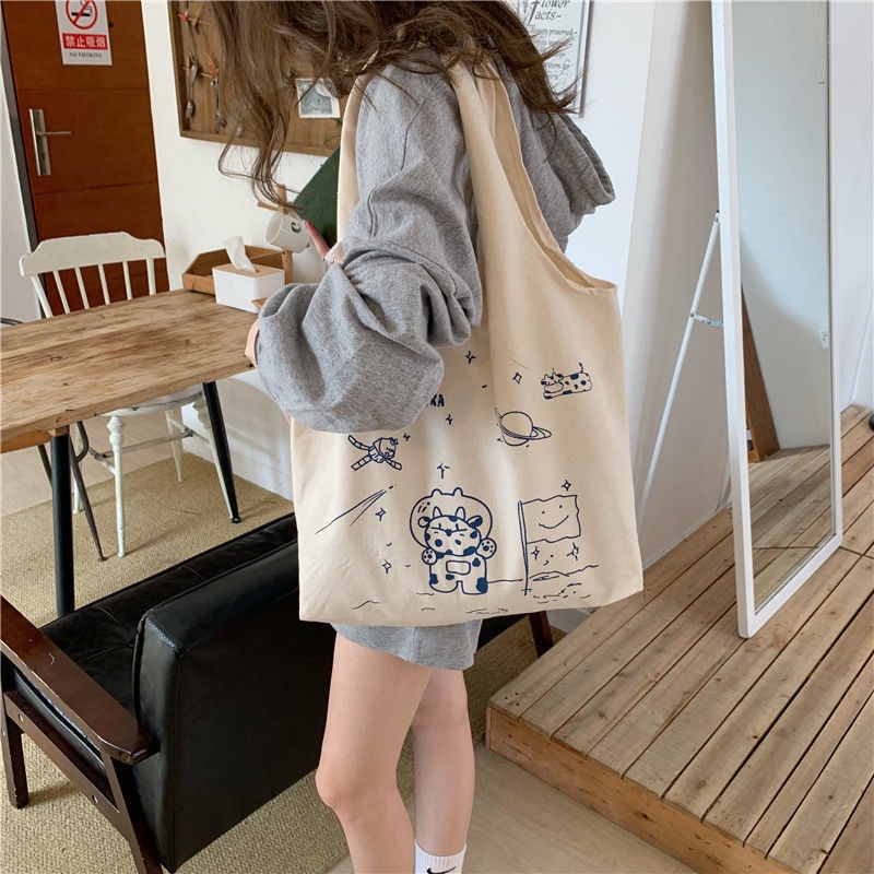 Túi tote đeo chéo, đeo vai vải canvas giá rẻ đi học đi chơi nghộ nghĩnh Superbag668 282