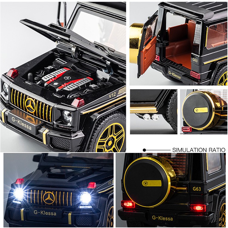 Xe mô hình Mercedes Benz G63 tỉ lệ 1:24 bằng kim loại có âm thanh và đèn