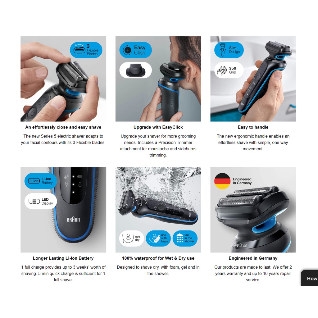 Máy cạo râu Braun Series 5 5018s, Braun 5018s | Made in Germany