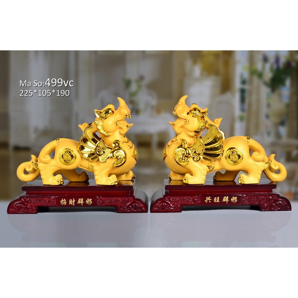 Cặp Tỳ Hưu Phong Thuỷ Đế Gỗ - Tỳ Hưu Chiêu Tài Kích Lộc